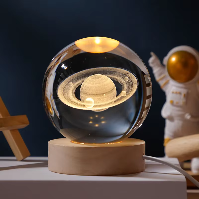 3D Crystal Ball – Saturn (7 Color Base)